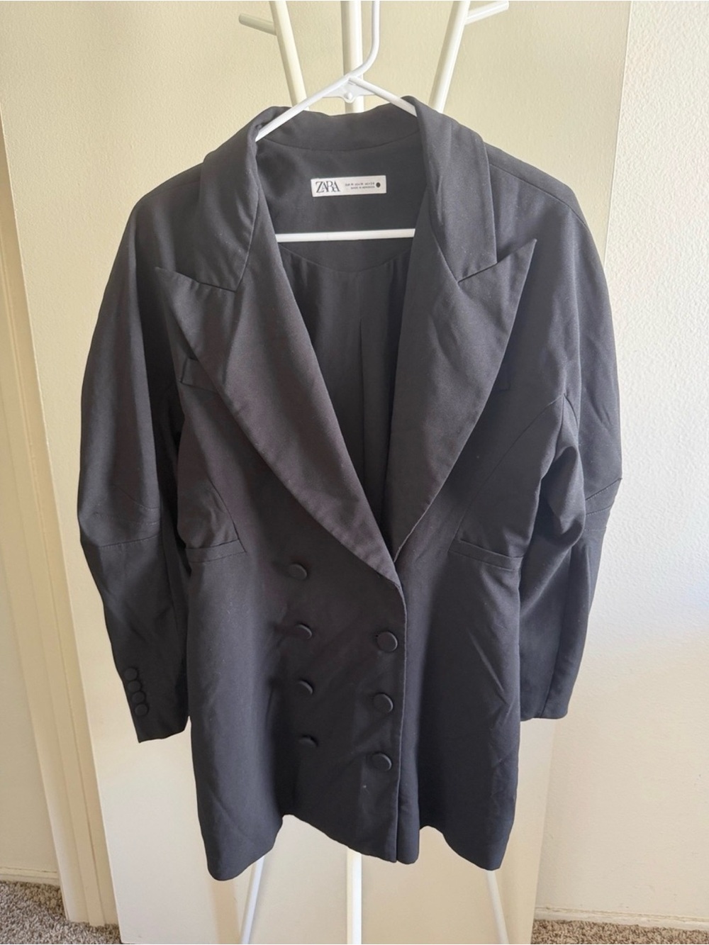 ZARA Black Double-Breasted Blazer Jacket